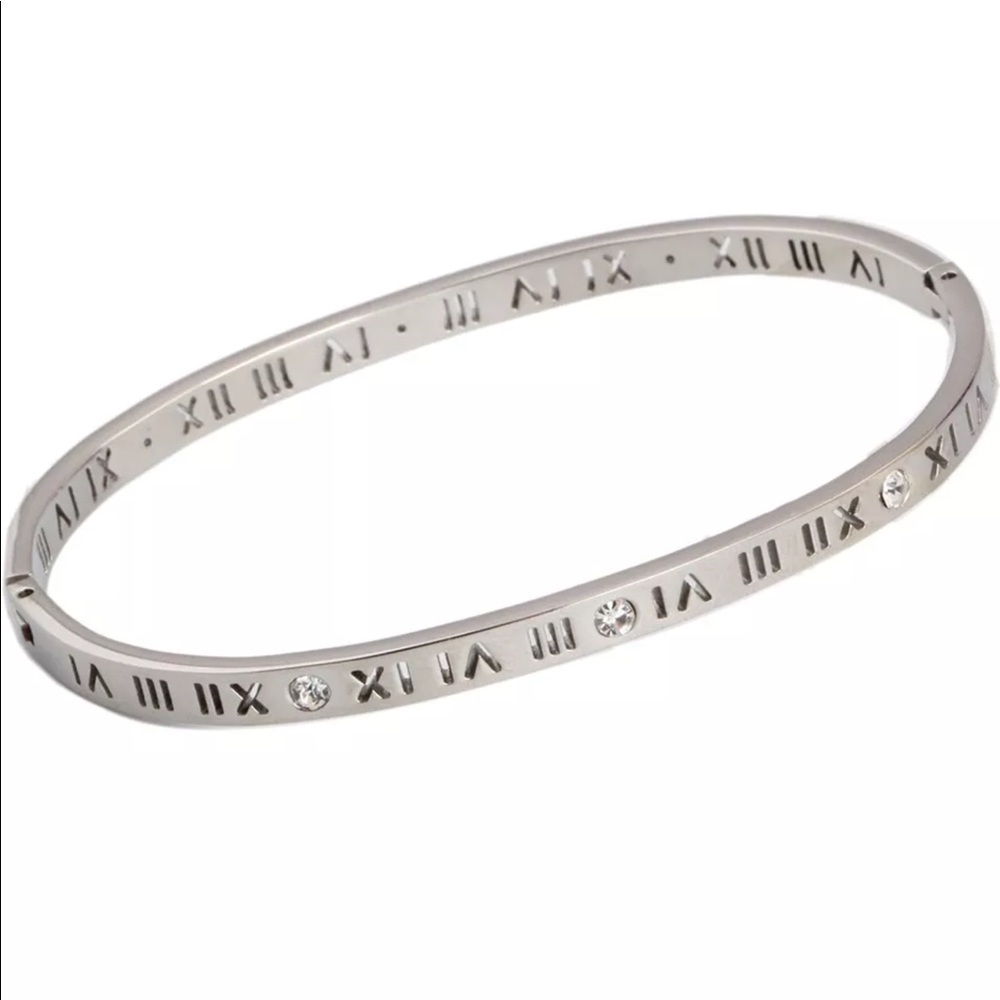 Silver bangle bracelet roman numeral - Picture 2 of 6